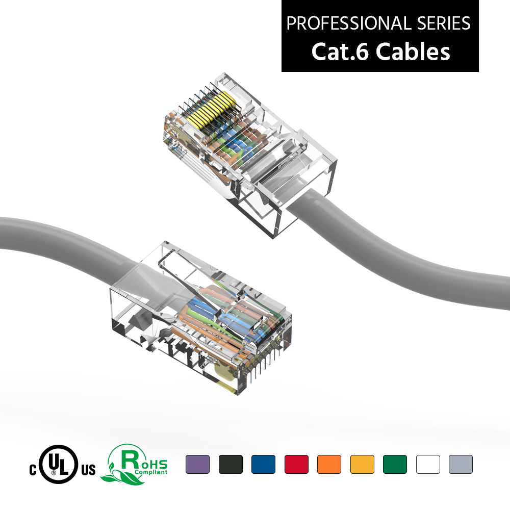 15Ft Cat6 UTP Ethernet Network Non Booted Cable Gray