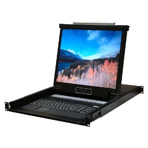 19" 1U Rackmount 16 Ports KVM Console LCD, KVM-19E16