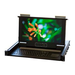 19" 1U Short Depth Wide Screen One Port KVM LCD, KVM-01WS