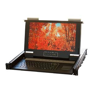 19" 1U Short Depth Wide Screen Eight Ports KVM LCD, KVM-08WS