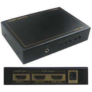HDMI 2Way (1-in/2-out) Splitter 3D w/IR Extension