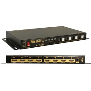 HDMI 4x4 Matrix with IR Remote Control Extension, 3D