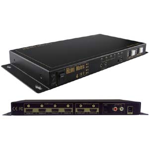 HDMI 4x2 Matrix w/IR Remote Control Extension & Audio Out, 3D