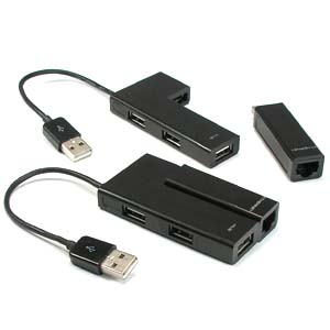 USB2.0 Ethernet Adapter w/4Port Hub for UltraBook