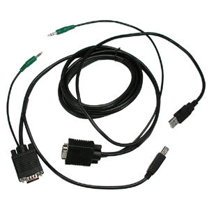 6Ft KVM Cable, VGA-M/USB-A/3.5mm to VGA-M/USB-B/3.5mm
