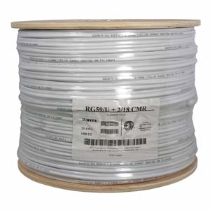 1000Ft RG59 w/2x18AWG Power White CMR