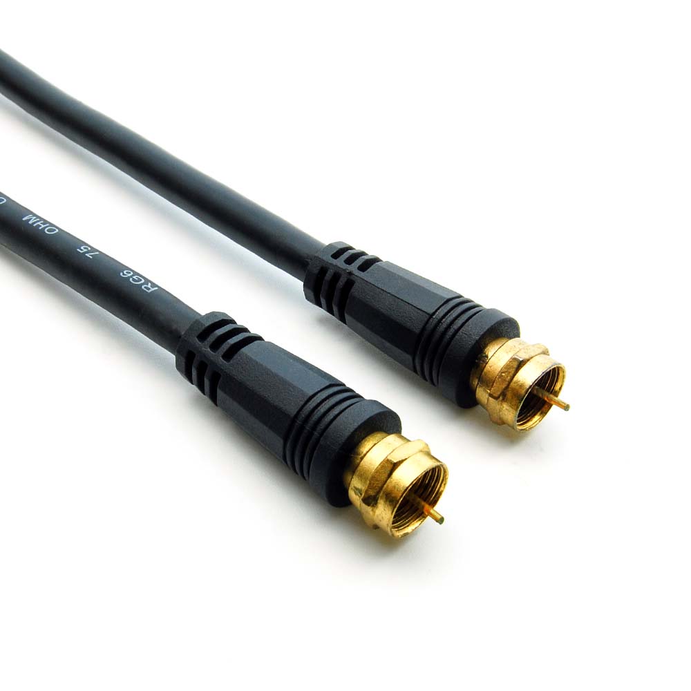 12Ft F-Type Screw-on RG6 Cable Black Gld Plated