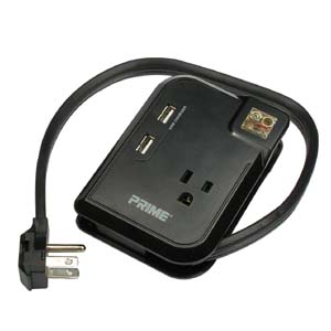 Travel Surge Protector with 2 Port USB Charger