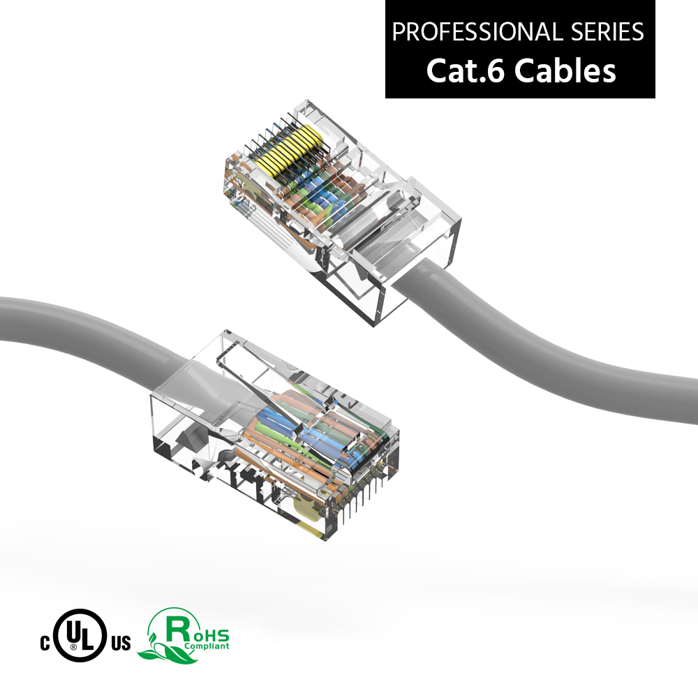 1Ft Cat.6 CMR Non-Boot Patch Cable Gray