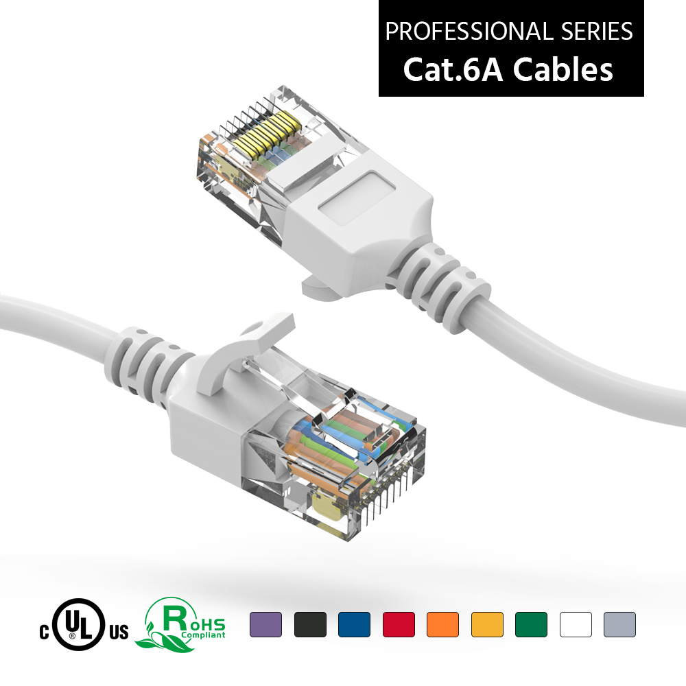 10 Gigabit/Sec High Speed LAN Internet/Patch Cable 2 Feet - Purple 32AWG Network Cable with Gold Plated RJ45 Non-Booted Connector GOWOS Cat6a Super Slim Ethernet Cable 550MHz 
