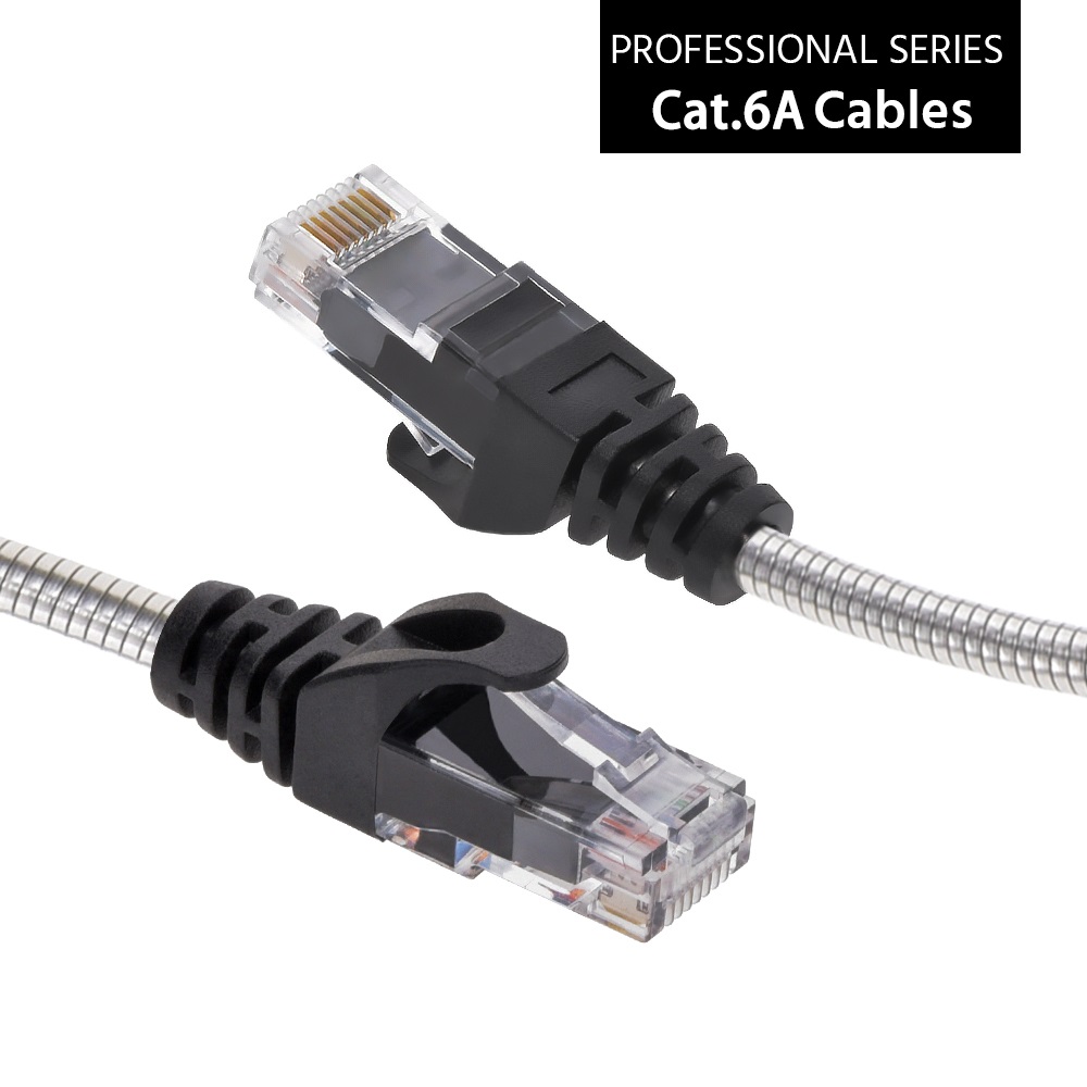 Img for product 25FT CAT.6A Patch Cable Stainless Metal Armored Anti-Rodent Slim 28AWG
