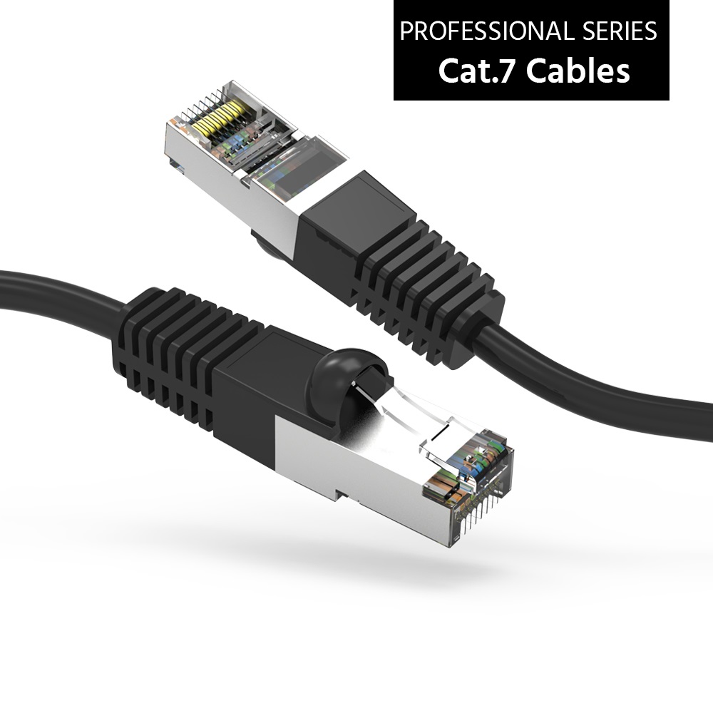 Img for product 5Ft Cat7 Shielded (SSTP) 600MHz Ethernet Network Booted Cable Black