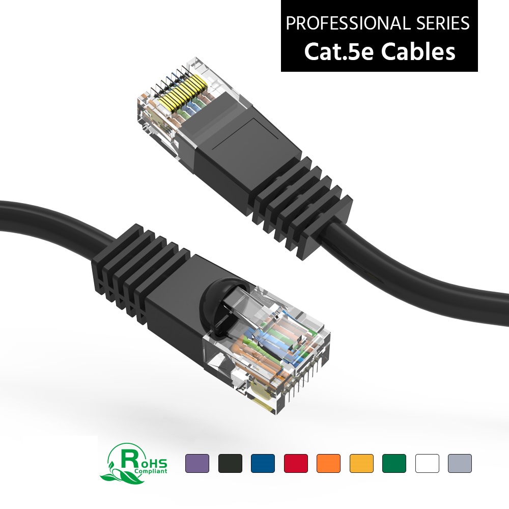 1Ft Cat5E UTP Ethernet Network Booted Cable Black