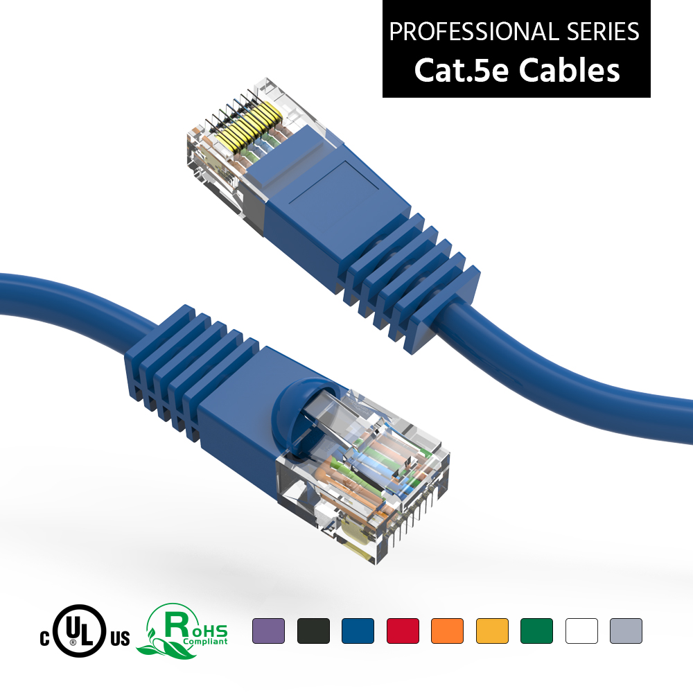 1Ft Cat5E UTP Ethernet Network Booted Cable Blue