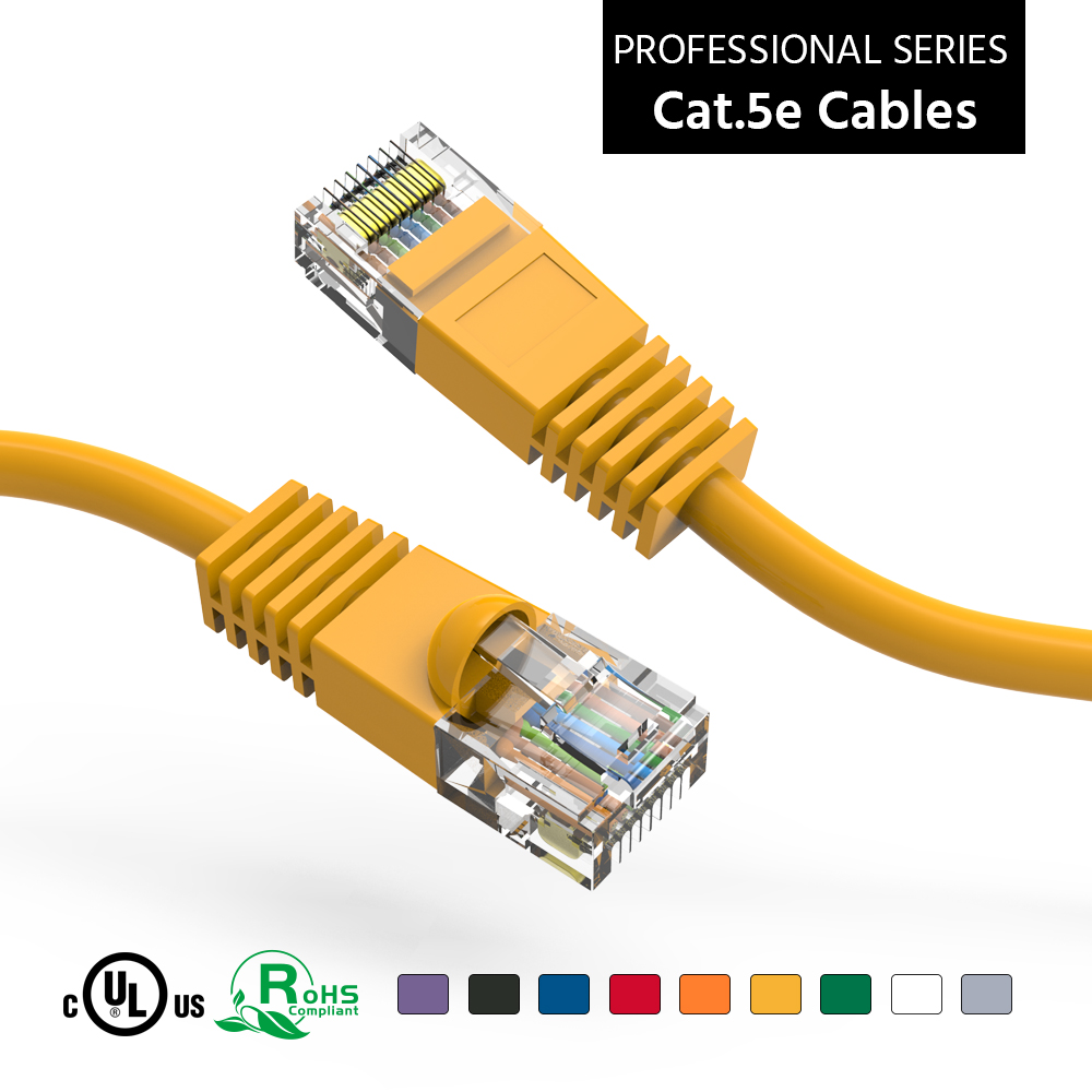 1Ft Cat5E UTP Ethernet Network Booted Cable Yellow