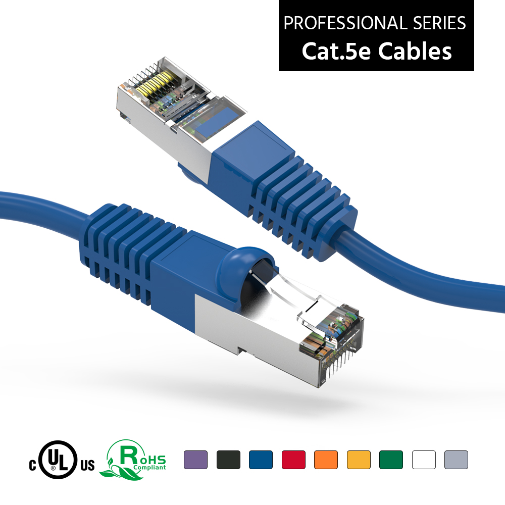 1Ft Cat5E Shielded (FTP) Ethernet Network Booted Cable Blue