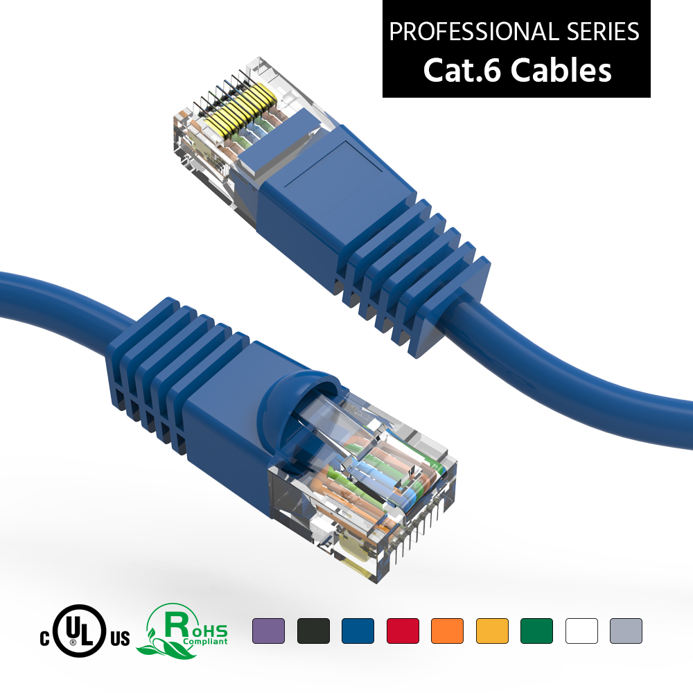 100Ft Cat6 UTP Ethernet Network Booted Cable Blue