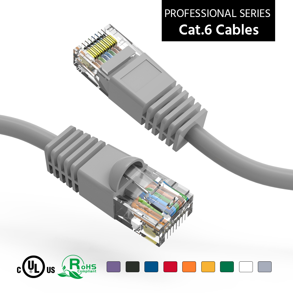 10Ft Cat6 UTP Ethernet Network Booted Cable Gray