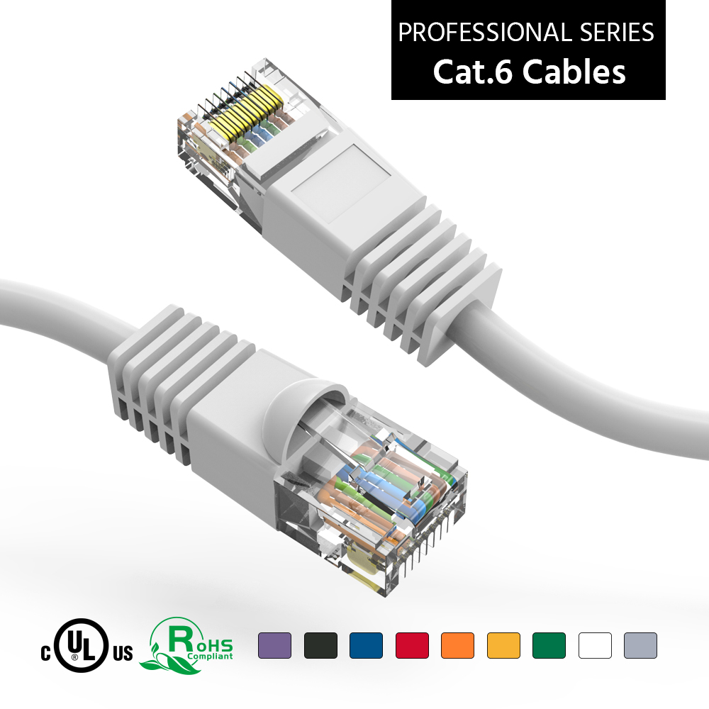 10Ft Cat6 UTP Ethernet Network Booted Cable White