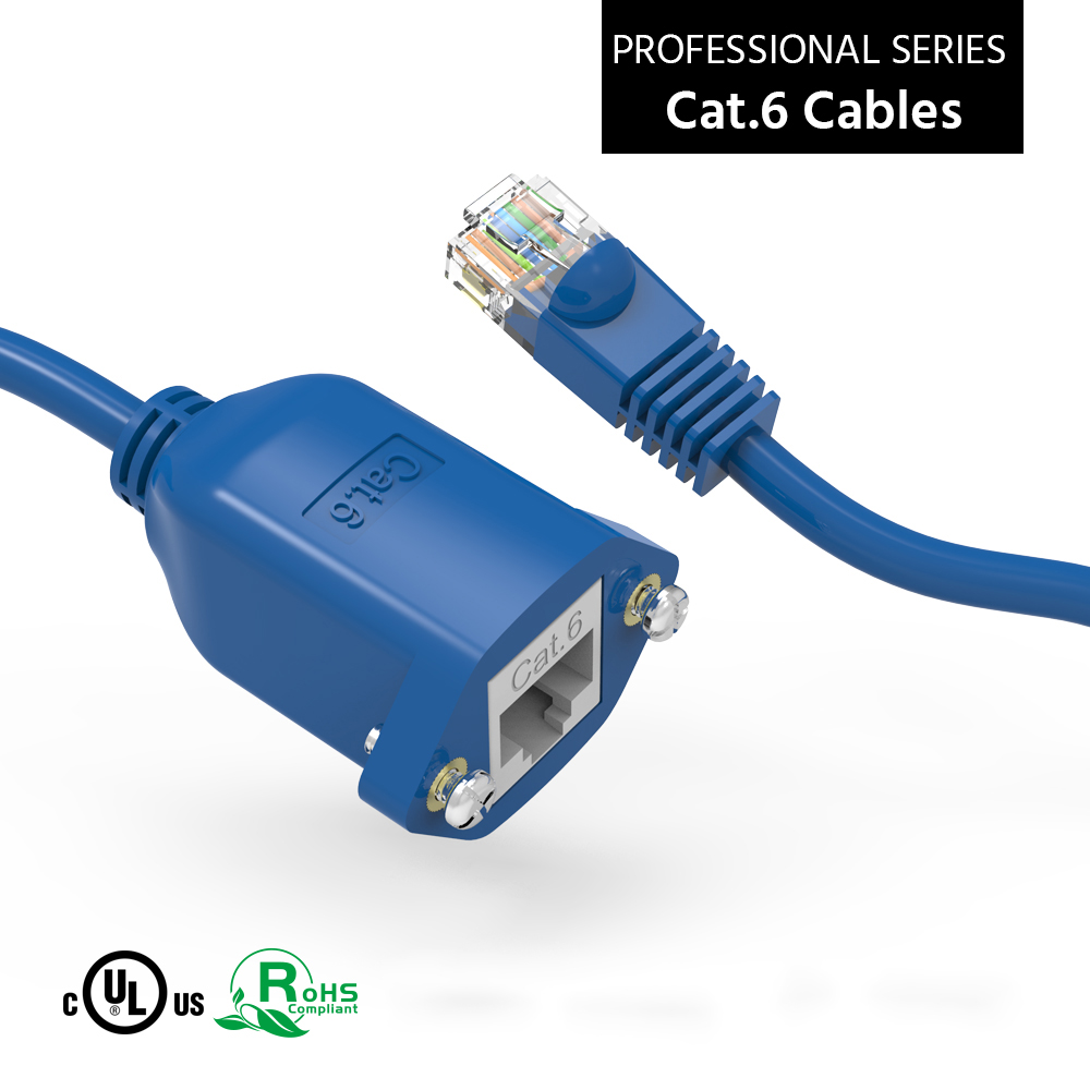 1Ft Panel-Mount Cat.6 Ethernet Cable Blue