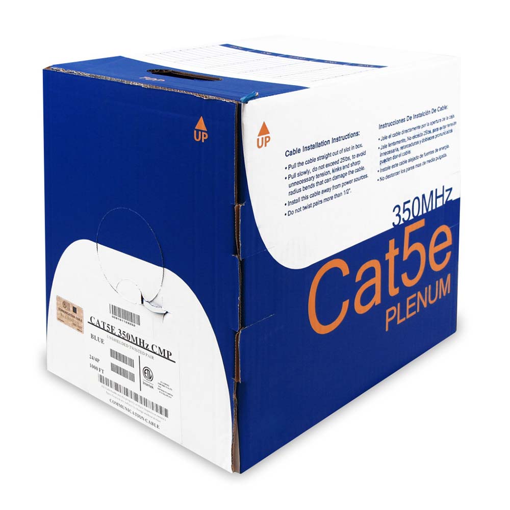 1000Ft Cat.5E Solid Shielded Plenum White, ETL/CSA