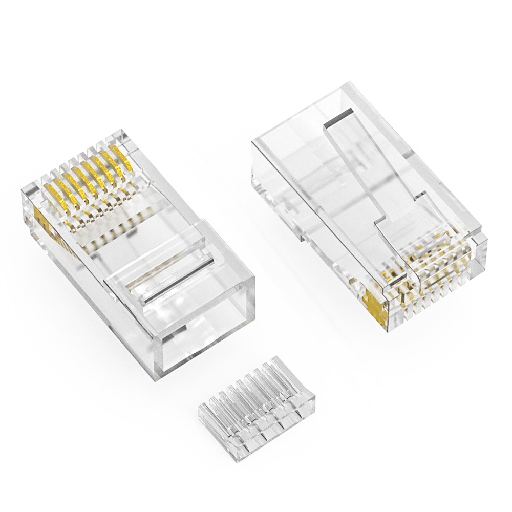 RJ45 Cat.5E Plug Solid 3Prong 50 Micron w/Inserter 100pk