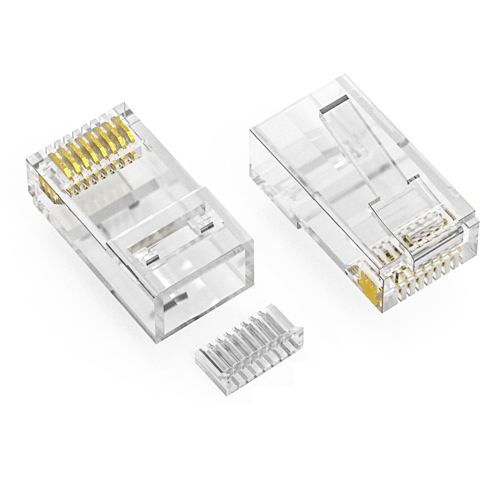 RJ45 Cat.6 Plug Stranded 50 Micron w/ Inserter 100pk