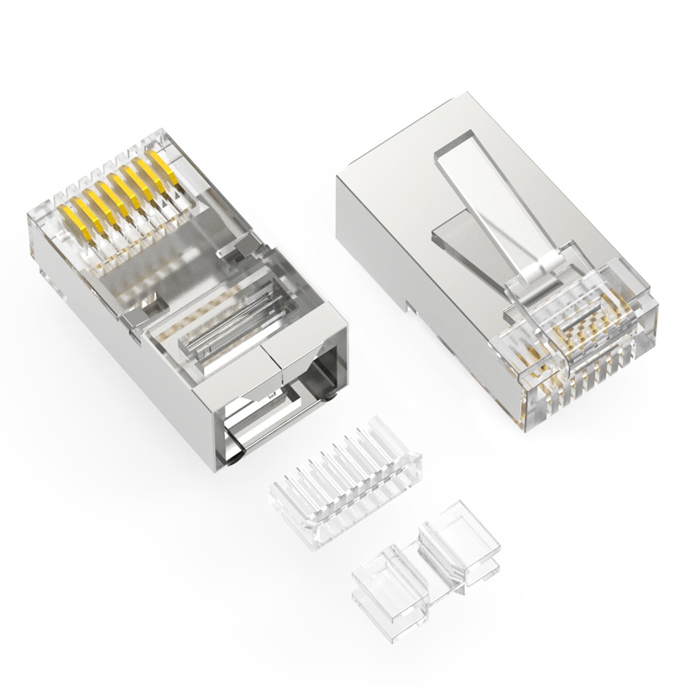 RJ45 Cat.6A Shielded Plug Stranded 50 Micron 3pc type 100pk