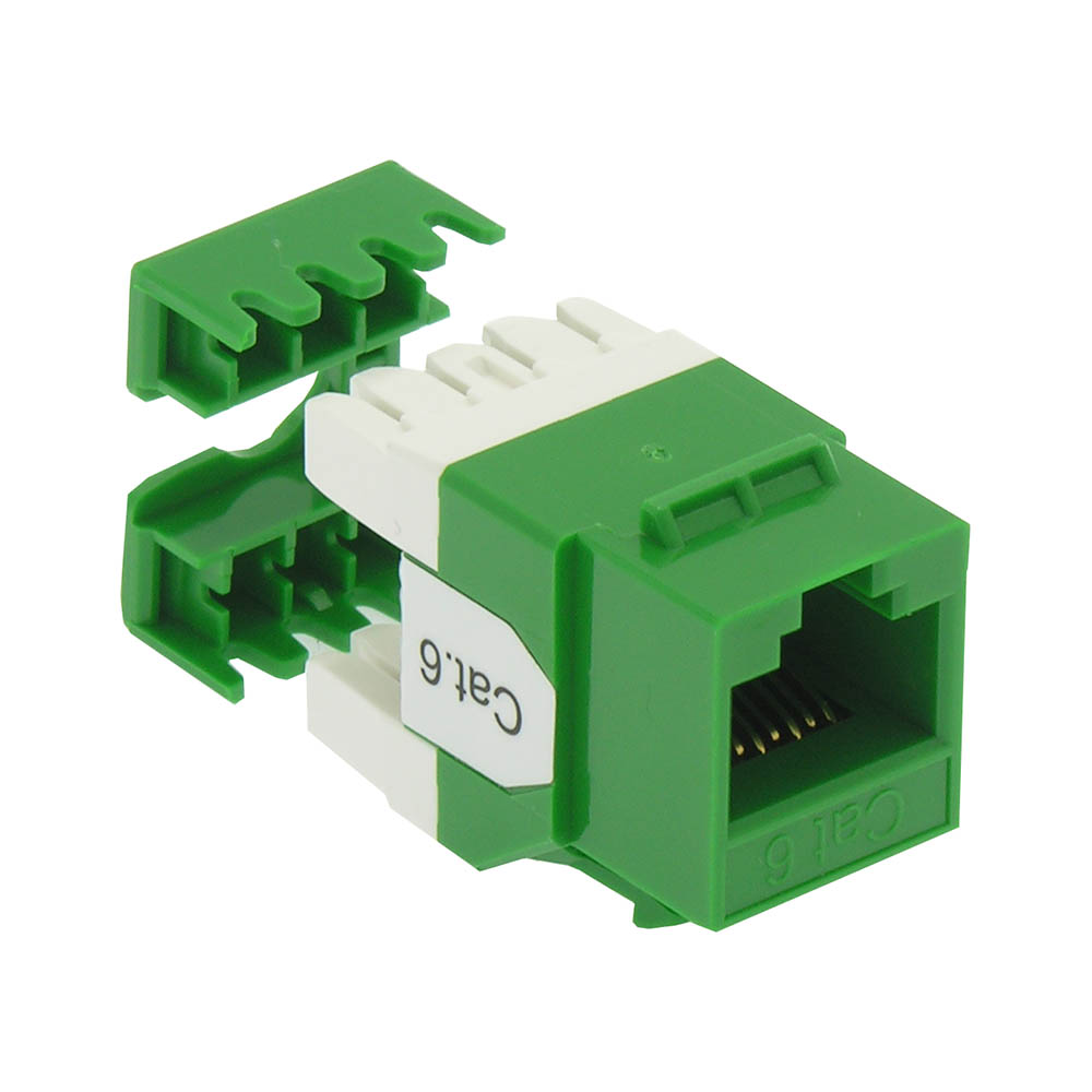 Cat.6 RJ45 110 Type 180° Keystone Jack Green