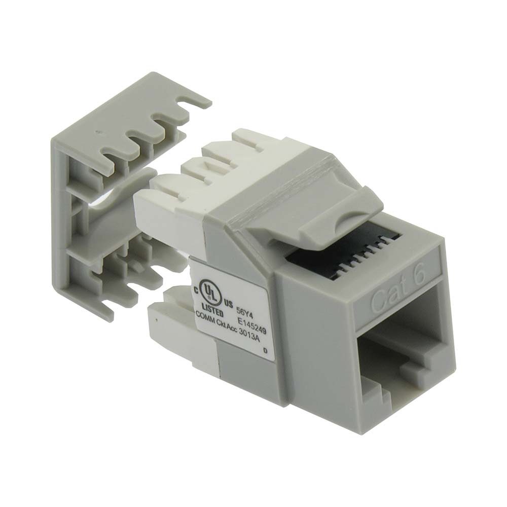 Cat.6 RJ45 110 Type 180° Keystone Jack Gray