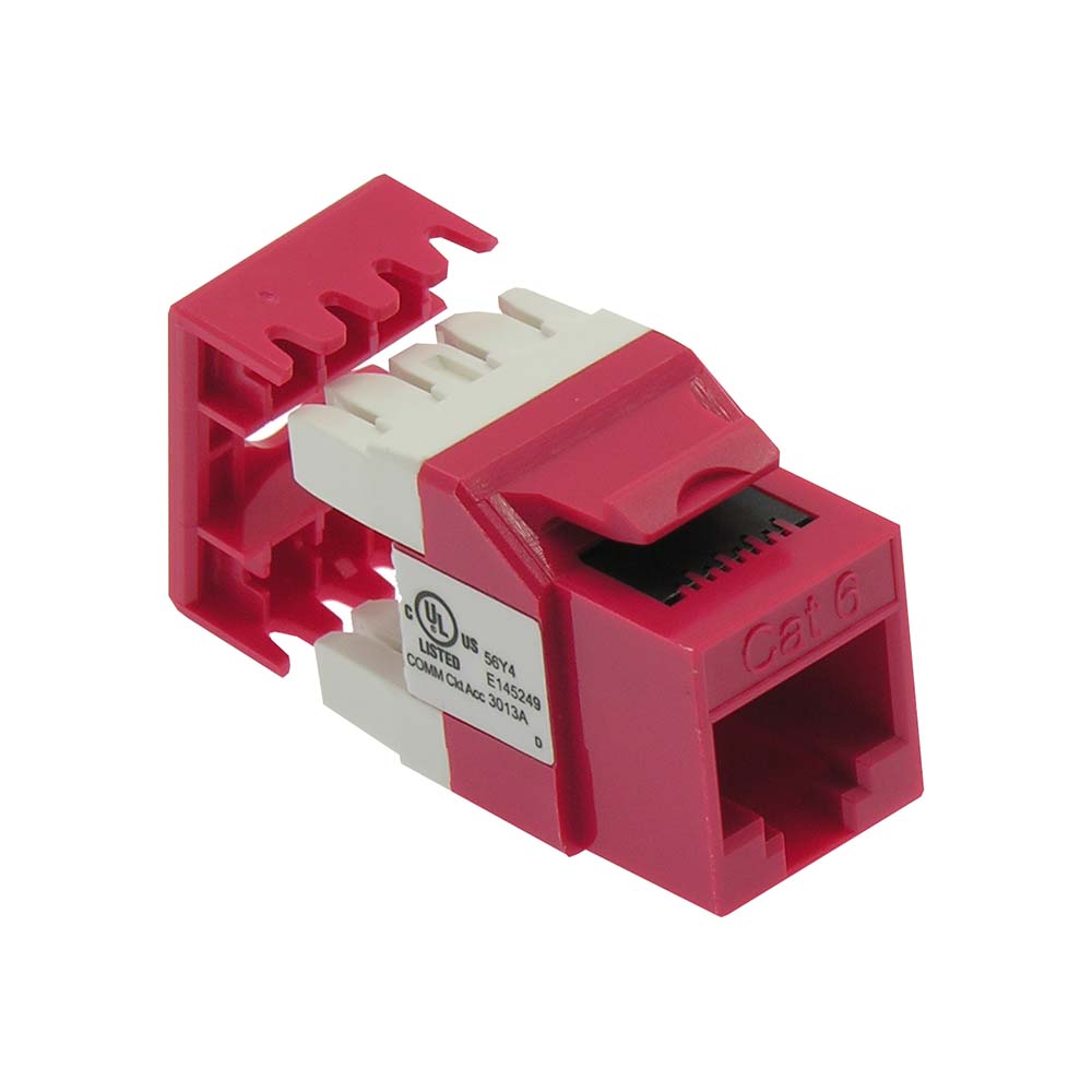 Cat.6 RJ45 110 Type 180° Keystone Jack Red