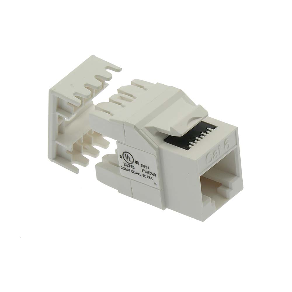 Cat.6 RJ45 110 Type 180° Keystone Jack White