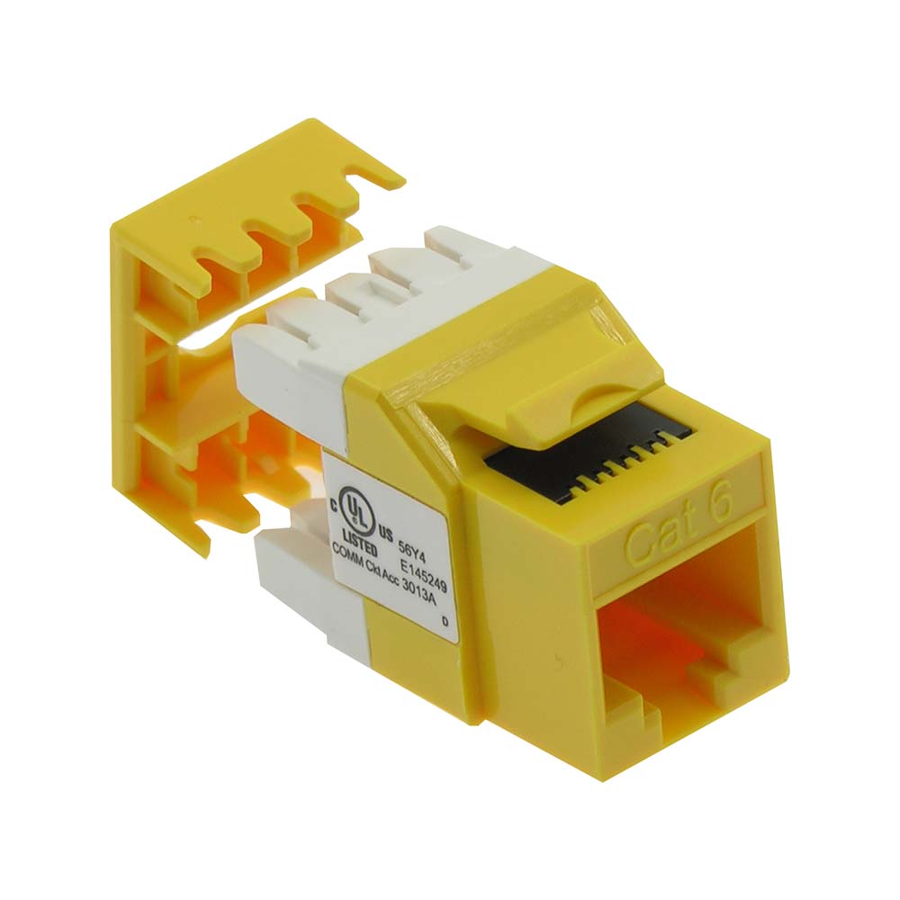 Cat.6 RJ45 110 Type 180° Keystone Jack Yellow