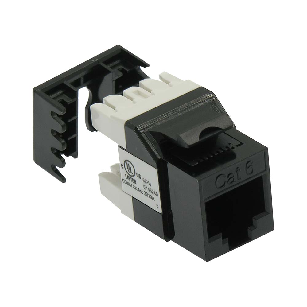 Cat.6 RJ45 110 Type 180° Keystone Jack Black