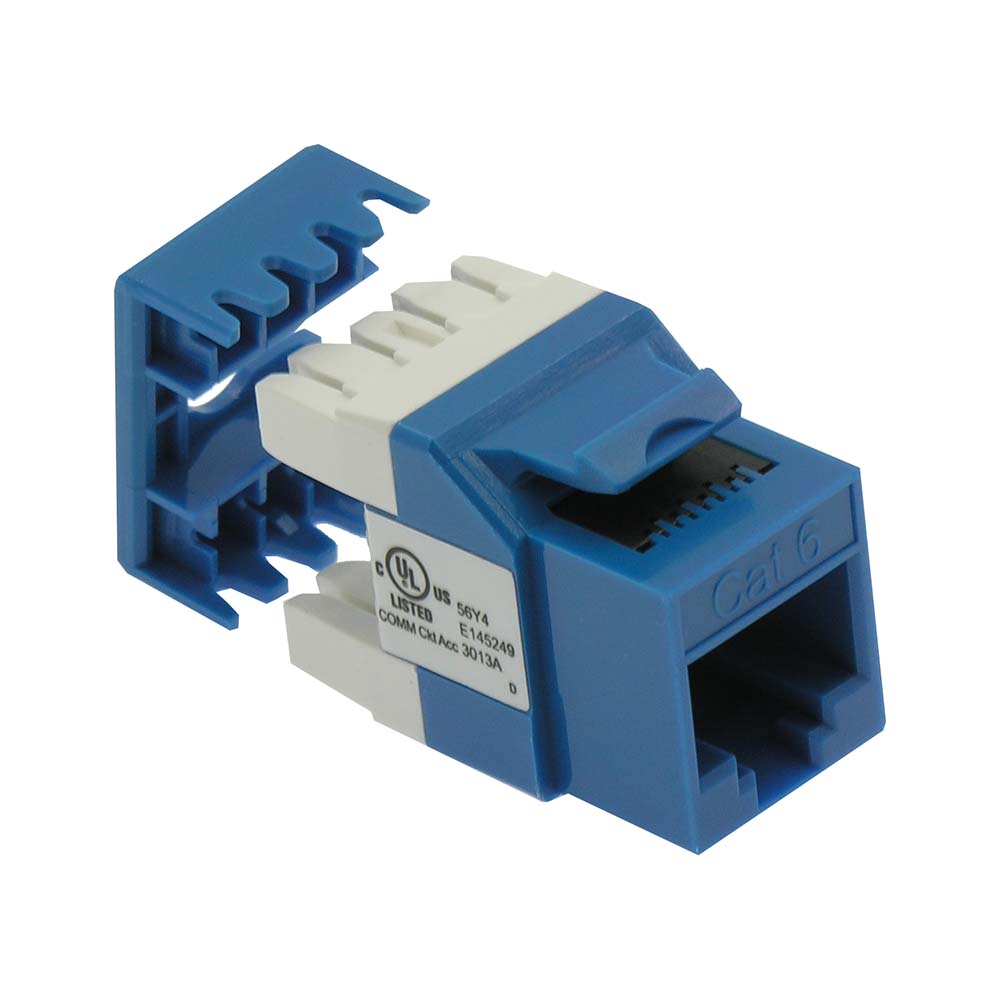 Cat.6 RJ45 110 Type 180° Keystone Jack Blue