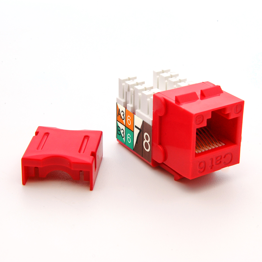 Cat.6 RJ45 110 Type Keystone Jack Red