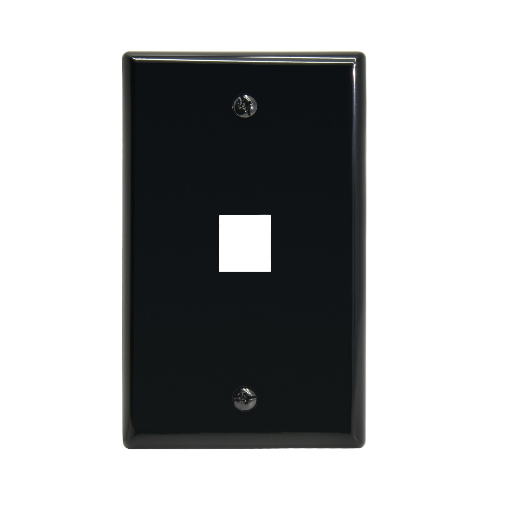 1Port Keystone Wallplate Black Smooth Face