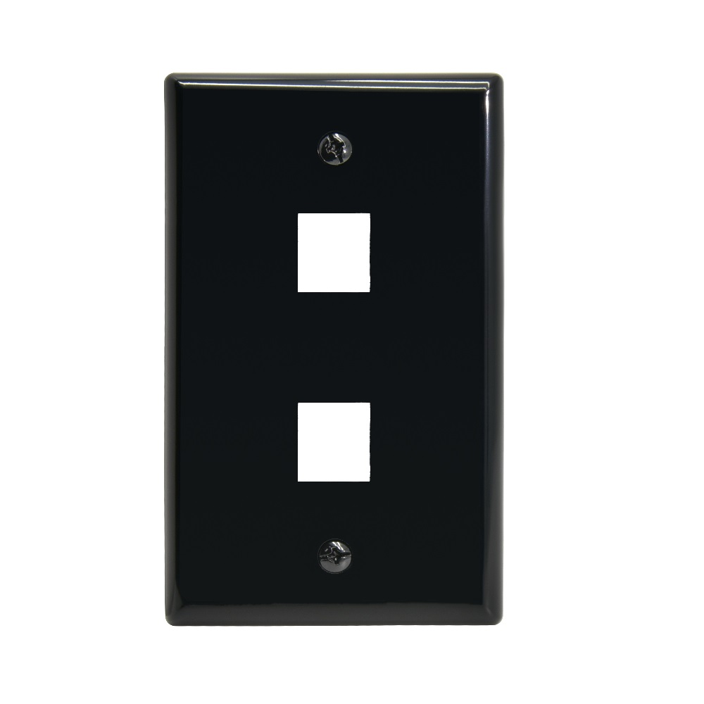 2Port Keystone Wallplate Black Smooth Face