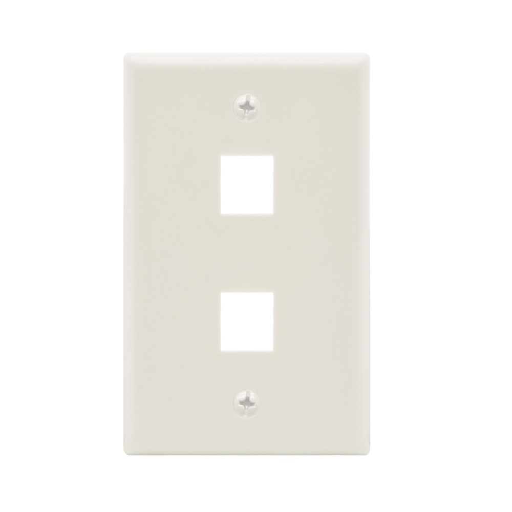 2Port Keystone Wallplate White Smooth Face