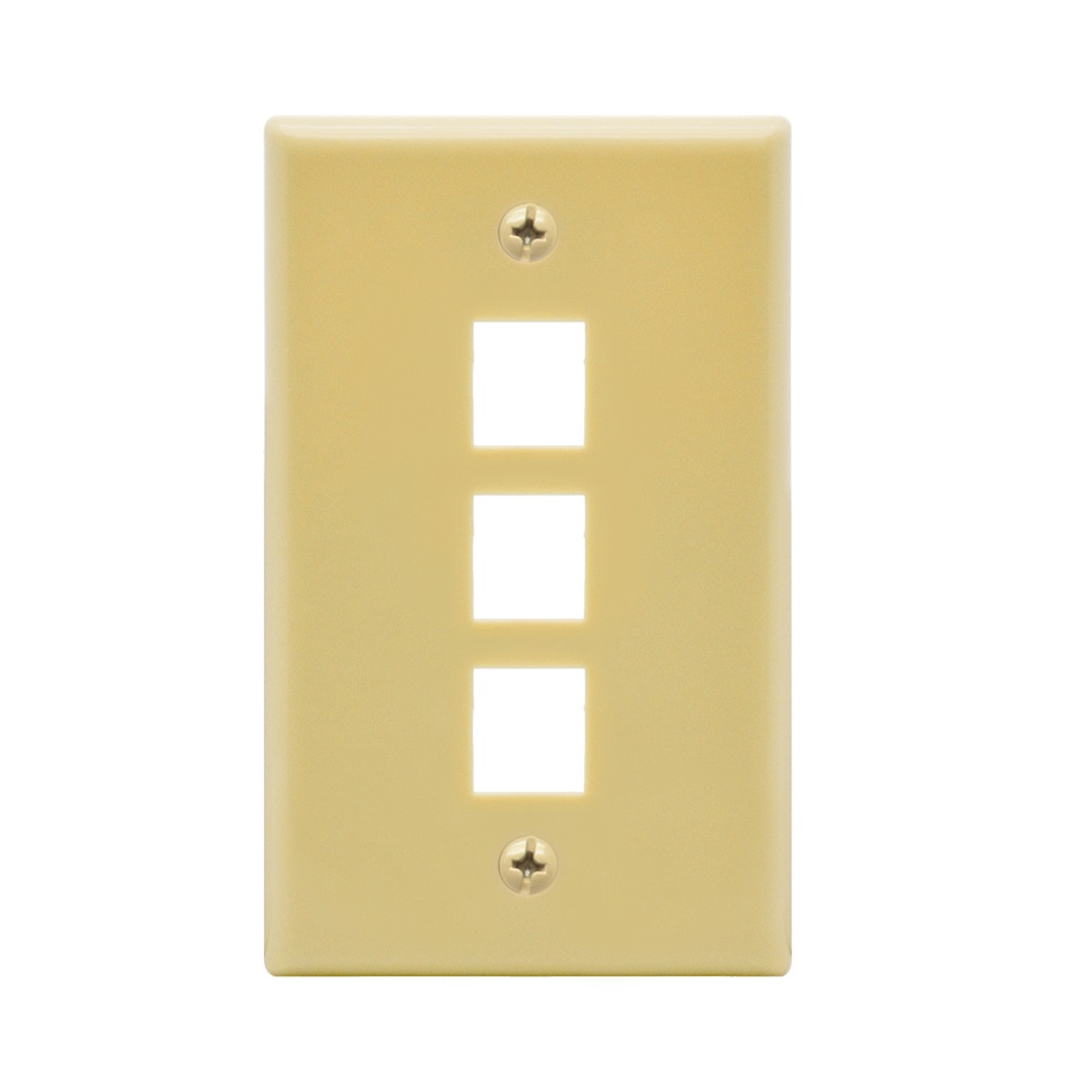 3Port Keystone Wallplate Ivory Smooth Face