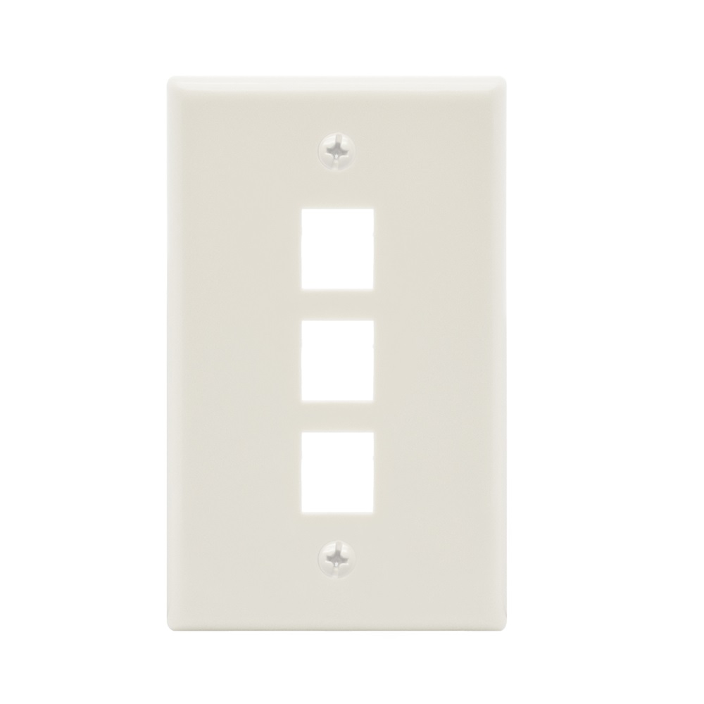 3Port Keystone Wallplate White Smooth Face