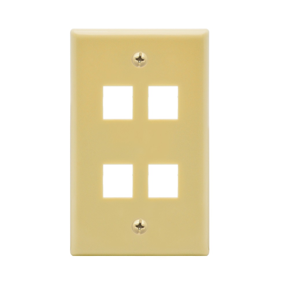 4Port Keystone Wallplate Ivory Smooth Face