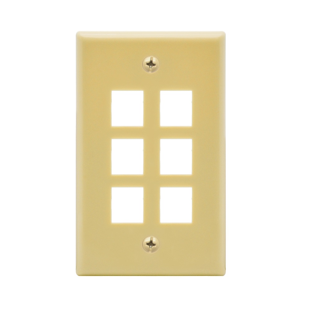 6Port Keystone Wallplate Ivory Smooth Face