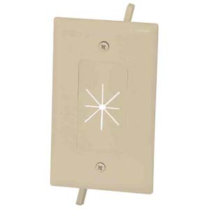 1-Gang Feed-Through Wall Plate with Flexible Opening, Ivory