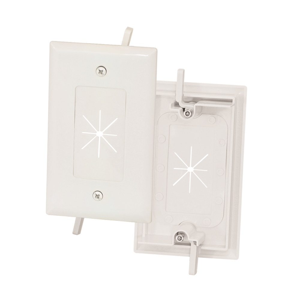 1-Gang Feed-Through Wall Plate with Flexible Opening, White