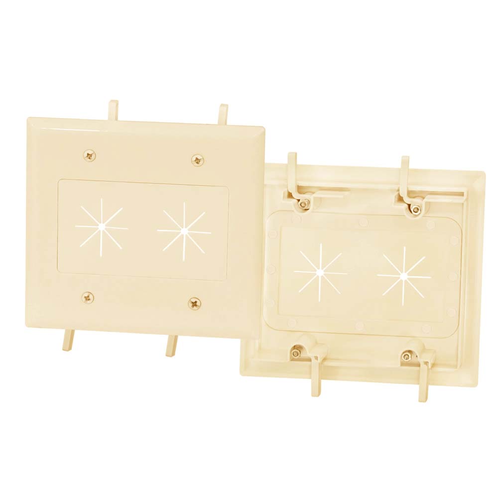 Cable Plate with Flexible Opening 2-Gang Ivory