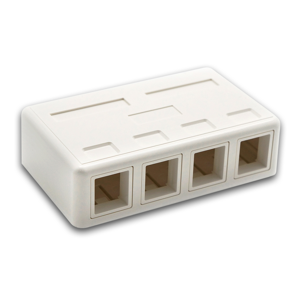 4 Port RJ45 Surface Mount Box White (Box Only)