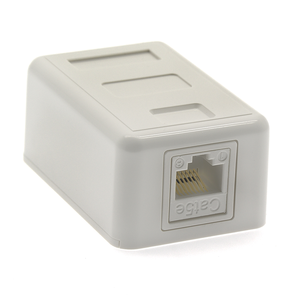 Cat.5E 1-Port Surfacemount Box White w/keystone Jack