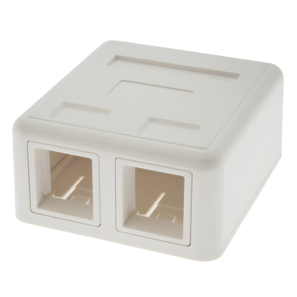 2 Port RJ45 Surface Mount Box White (Box only)