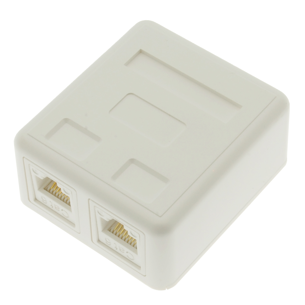 Tuff Jacks 2-Port Surface Mount Box White – For Keystone Jacks (Qty 25)